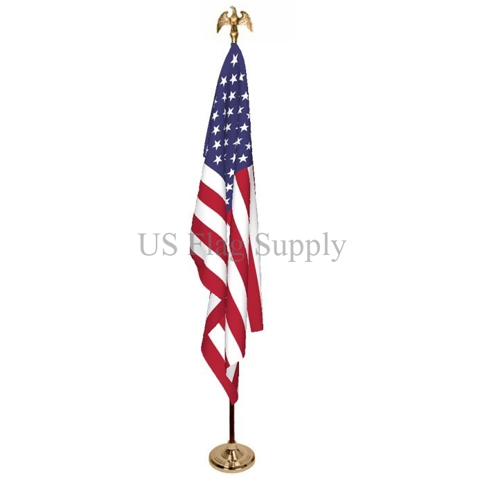 US Indoor Flagpole Set with Fringed 3' x 5' Flag 