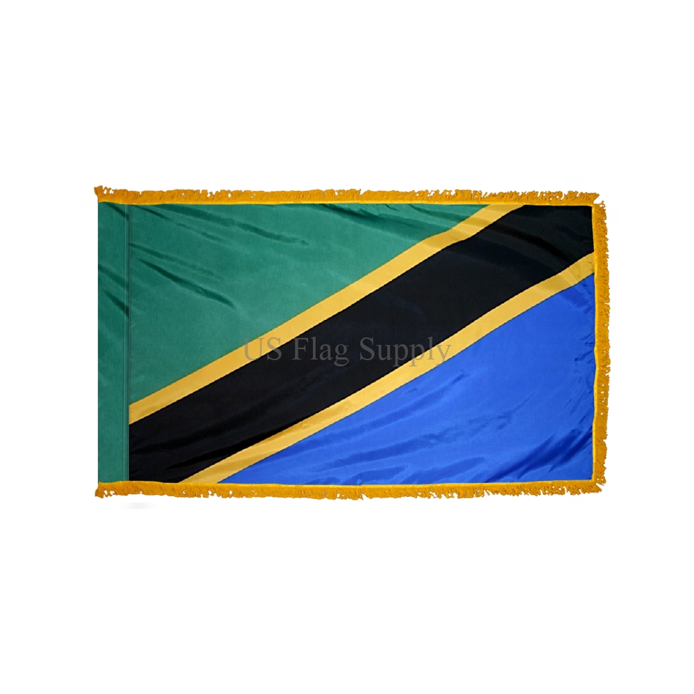 Tanzania Flag 3 x 5 ft. Indoor Display Flag with Gold Fringe
