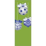 Holiday Banner Blue & Silver Ornaments Green Fabric