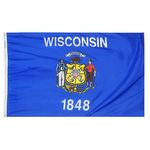 4ft. x 6ft. Wisconsin Flag w/ Line Snap & Ring