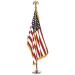 3ft. x 5ft. U.S. Flag Fringed Display Set w/ Wood Pole Gold Stand