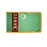 2ft. x 3ft. Turkmenistan Flag Fringed for Indoor Display