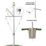 Single Mast Nautical Flagpole with Yardarm & Graff