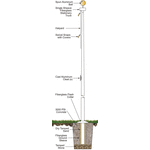 Fiberglass External Halyard Flagpole