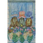 Window Box Bunnies with Box Decorative House Banner