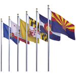A Group of US State Flags on a Flagpoles