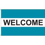 3 x 5 ft. Welcome Horizontal Message Flag Teal White and Teal