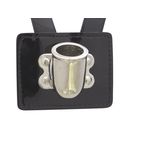 Single Strap Black Leather Flagpole Harness Metal Cup