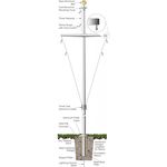 Dark Bronze Anodized Single Mast Nautical Flagpole w/ Yardarm