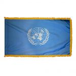 4ft. x 6ft. United Nations Flag with Side Pole Sleeve w/ Gold Fringe