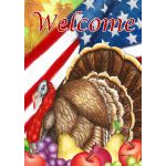 Patriotic Fall Welcome House Flag