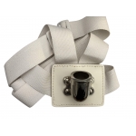 Flag Carrying Belt DBL-XL White Webbing Straps & Metal Cup