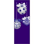 30 x 84 in. Holiday Banner Blue & Silver Ornaments Purple Fabric