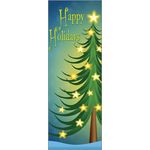 30 x 60 in. Holiday Banner Cartoon Tree & Glowing Stars
