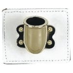 Single Flagpole Carrier White Leather-Nickel Cup