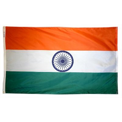 4ft. x 6ft. India Flag w/ Line Snap & Ring