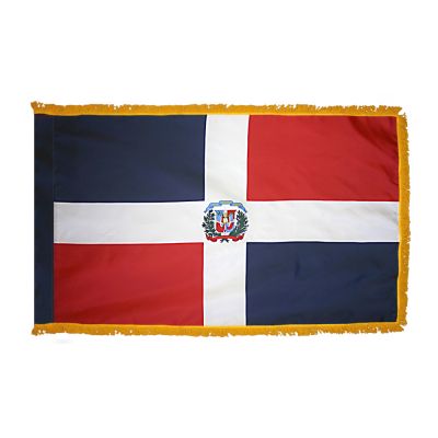 4ft. x 6ft. Dominican Republic Flag Seal Indoor w/ Fringe