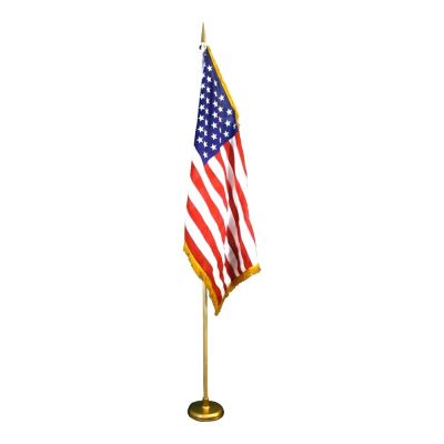 3ft. x 5ft. US Flag Display Set Cotton Flag