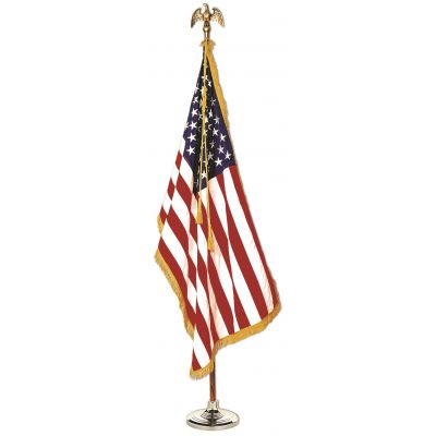 3ft. x 5ft. US Indoor Flag Fringed Display Set w/Ensign Stand
