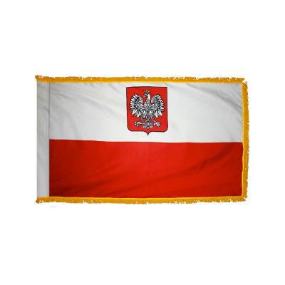 3ft. x 5ft. Poland w/Eagle Flag for Parades & Display with Fringe
