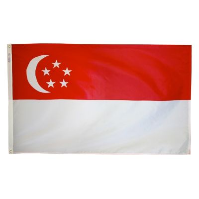 4ft. x 6ft. Singapore Flag w/ Line Snap & Ring