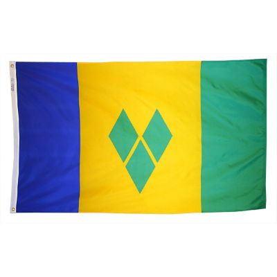 4ft. x 6ft. St. Vincent/Grenadines Flag w/ Line Snap & Ring