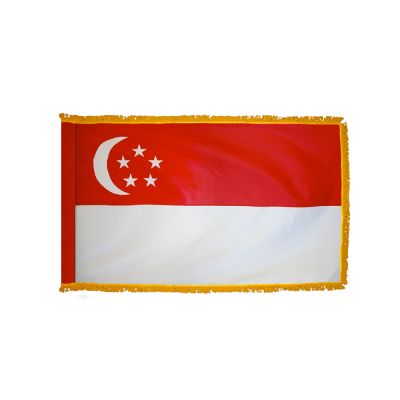 2ft. x 3ft. Singapore Flag Fringed for Indoor Display