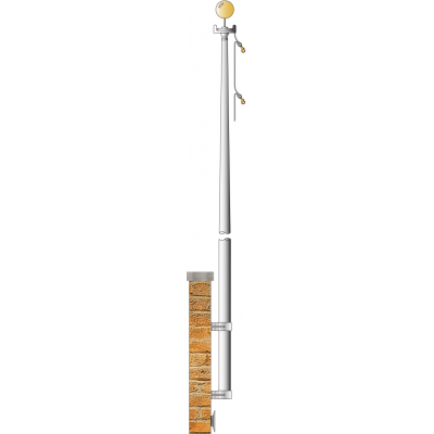 Medium Bronze Anodized - Vertical Wall Mount Flagpole 4 in. Butt Dia.