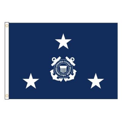 2ft. x 3ft. Coast Guard 3 Star Admiral Flag with Grommets