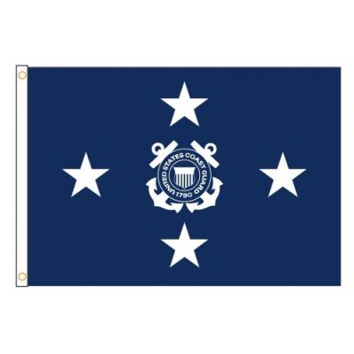 4ft. x 6ft. Coast Guard 4 Star Admiral Flag Display w/ Fringe