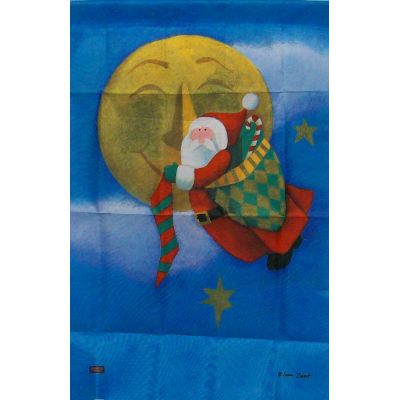 Santa with the Moon Decorative House Banner