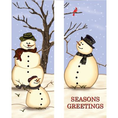 30 x 84 in. Seasonal Banner Snow Family-Double Sided Design
