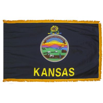 2ft. x 3ft. Kansas Flag Fringed for Indoor Display