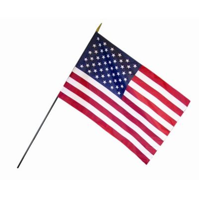 Plastic Stick and Spear tip Pack of 12 8in x 12in Cotton Blend American Flags 