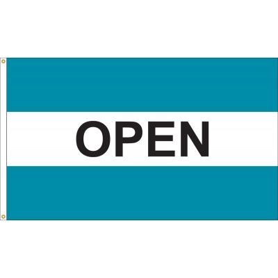 3 x 5 ft. Open Horizontal Message Flag Teal White and Teal