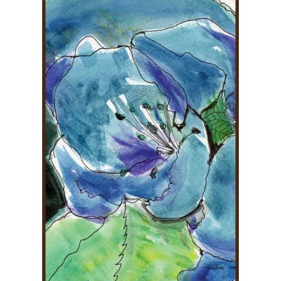Watercolor Blue Lilies House Flag