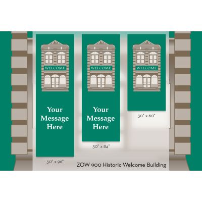 30 x 60 in. Seasonal Banner Historic Welcome Building