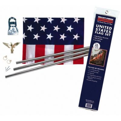 3 ft. x 5 ft. Polycotton U.S. Flag with Steel Pole Set