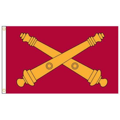 2 ft. x 3 ft. US Field Artillery Branch Flag with Heading and Grommets