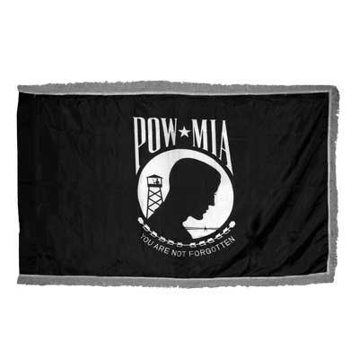 3ft. x 5ft. POW-MIA Flag Single Reverse Indoor Display Silver Fringe