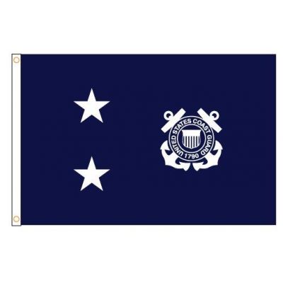 Size 7 Coast Guard 2 Star Admiral Flag with Heading & Grommets
