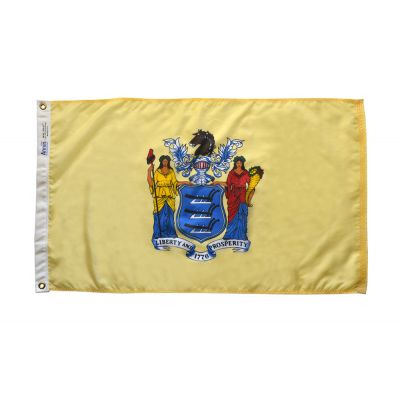 12 in. x 18 in. New Jersey Flag with Header & Grommets