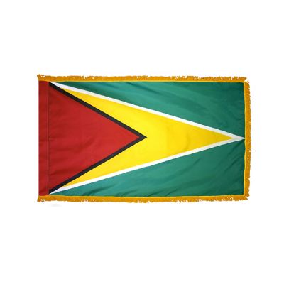 2ft. x 3ft. Guyana Flag Fringed with Side Pole Sleeve