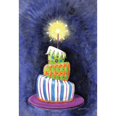 Sparkling Birthday Present Cake House Flag