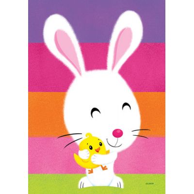 Fuzzy Bunny and Chick Garden Flag