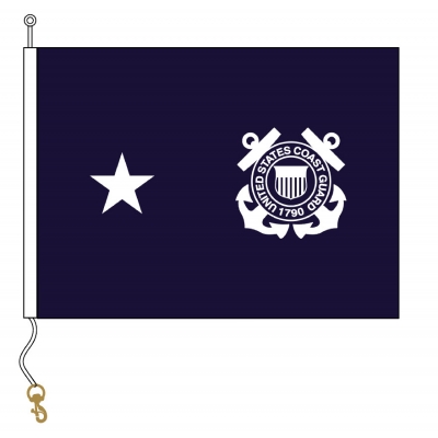 3ft. x 5ft. Coast Guard 1 Star Admiral Flag w/Line Snap & Ring
