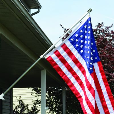 6ft. Silver All American Flagpole Kit shown with flag.