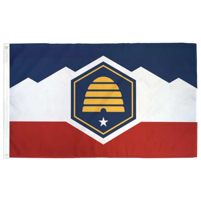 New, 3ft. x 5ft. Utah Flag with Side Pole Sleeve