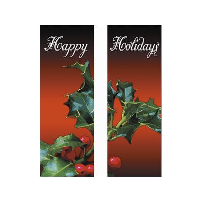 30 x 84 in. Holiday Banner Happy Holidays Holly-Double Sided Design