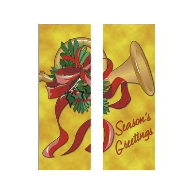 30 x 60 in. Holiday Banner Gold French Horn-Double Sided Design